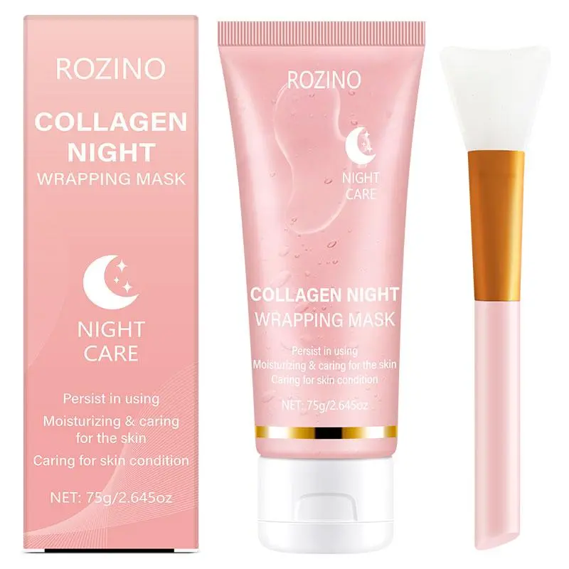 ROZINO Collagen Overnight Face Sleeping Mask (75g) - Deep Hydrating Moisturizer with Vitamin C, Green Tea, Aloe Vera for Smoothing, Skin Tightening & Firming, Suitable for All Skin Types