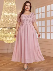 Elegant Formal Bridesmaid Dress for Women, Sequin Fringe Detail, Chiffon Overlay, Long Fitted Style, All-Seasons Fashion, Perfect for Weddings