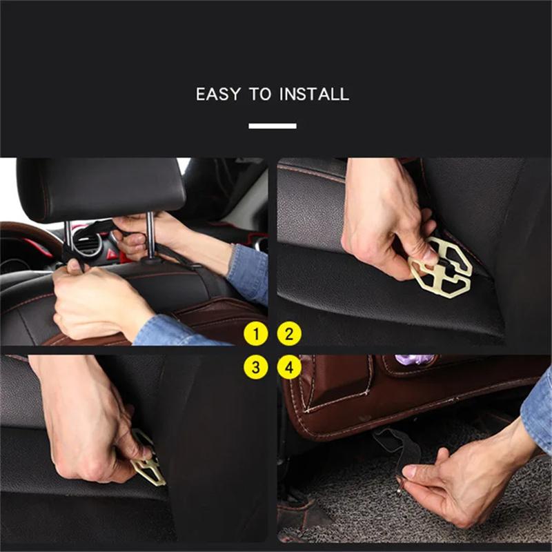 PU Leather Car Storage Bag Multifunction Seat Back Tray Hanging Bag Waterproof Car Organizer Automotive Interior Accessories