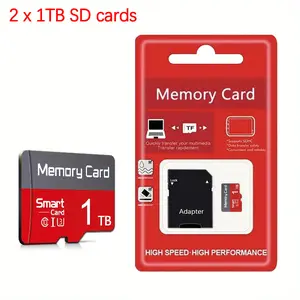 2-Pack × 1TB Memory card/SD card - Data storage: Micro SD card compatible with tablet computers, cameras, smart phones, laptops, personal computers, car audio systems, game console mini flash memory