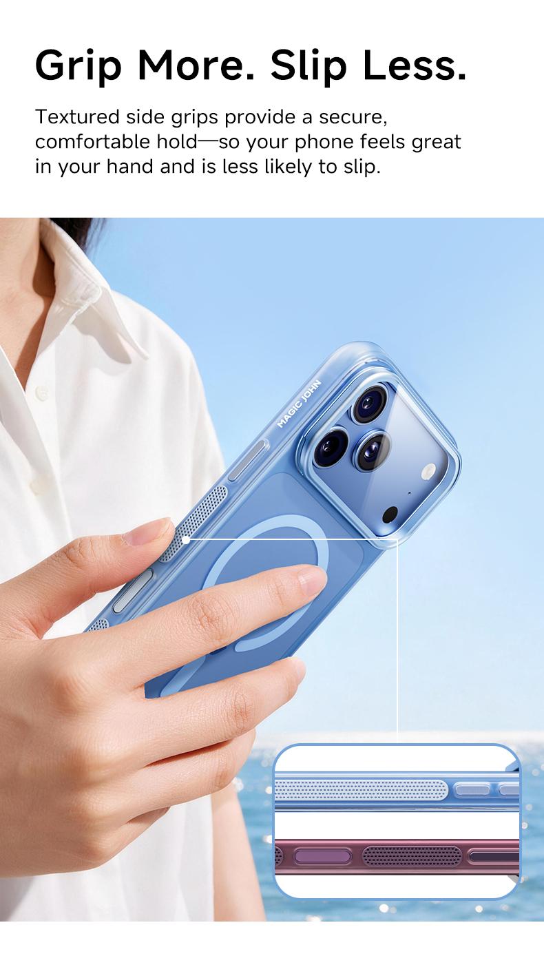 MAGIC JOHN Case for iPhone 17 Pro Max, Magnetic Case with Comfortable Non-Slip Grip, 180° Multi-Angle Camera Stand, MagSafe Compatible, Full Camera Lens & Camera Control Protection