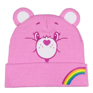 Care Bears Embroidered Face Belly Badges 3D Ears Cuff Knit Adult Beanie
