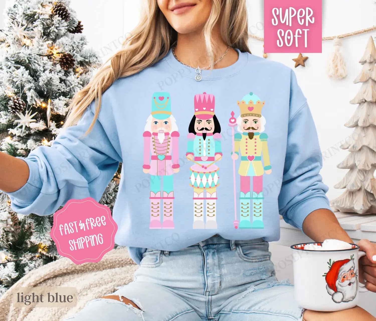 Nutcracker Christmas Sweatshirt, Christmas Sweater, Women's Holiday Crewneck