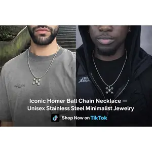 "Homer Ball Leg Necklace – Unisex Fashion Necklace, Small Steel Bead Necklace, Trendy Minimalist Jewelry, Casual Everyday Necklace, Stainless Steel Pendant, Modern Unisex Accessory"