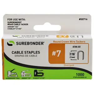 7/16" Heavy Duty Round Crown Cable Staples - 1000 Count | #7 Series