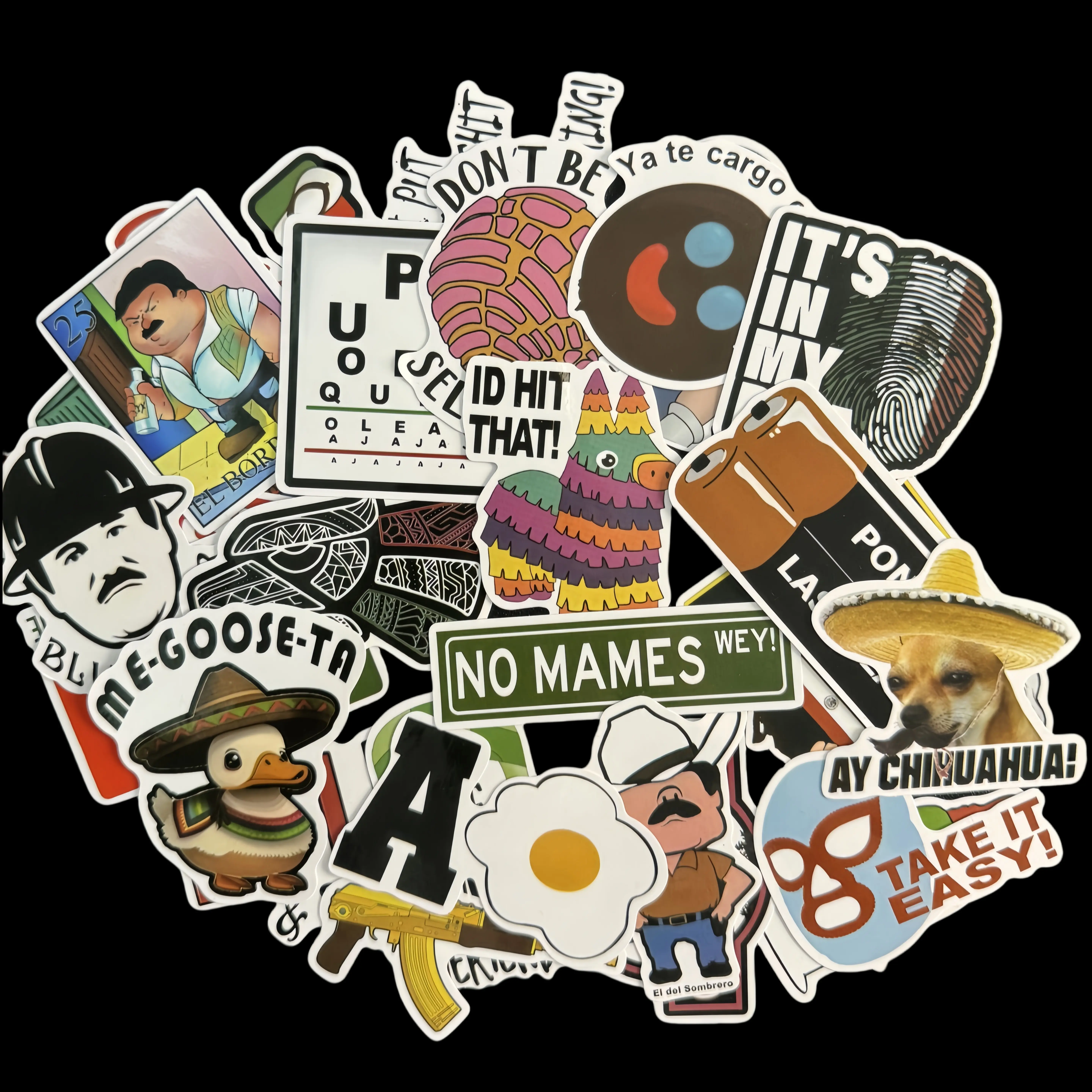 30PCS Funny Mexican Blue-Collar Humor Stickers - 3mm Waterproof Vinyl, Bold Unapologetic Snarky Jokes, Jobsite-Proof for Hard Hats, Toolboxes, Coolers, Lunchboxes, Bumpers