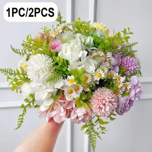 1/2 Counts Artificial Flowers Bouquet, UV Resistant Indoor Outdoor Decor, Wedding Valentine's Day Graduation Thanksgiving Party Gifts