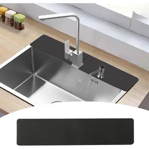Customizable Faucet Mat for Kitchen Sink: 30"Lx5.5"W Quick Drying Kitchen Sink Mat & Bathroom Counter Protector - Cut to Fit with 2 or 3 Hole Faucet Design - Extra Long Absorbent Splash Guard