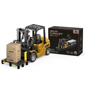 1/64 Mini RC Forklift, Remote Control Excavator, 11 Channels 2 Modes 2.4GHz, USB-C Rechargeable, Transformable Lift Fork and Hook, Kids Gift