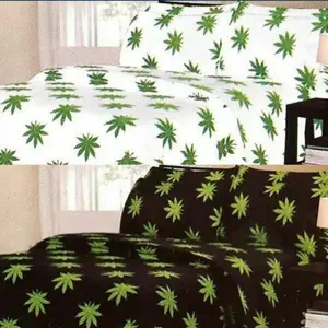 Premium Microfiber 6 Piece Sheet Set - Marijuana Leaf Print - Twin King Cali