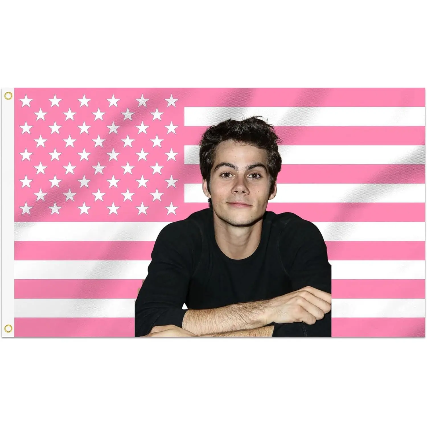 Dylan O'Brien Fan Art Decorative Flag - 3x5 Ft, 2 Brass Grommet Holds, Double Stitched, Lightweight, Smooth Printing, Durable, Indoor Outdoor Garden Wall Decor, Fan Gift for Friends, Decorations for Room
