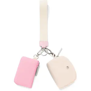 Wallet Mini Zip Around Wristlet Wallets for Women Detachable Dual Pouch Wristlet Portable  Purse Small Wallets