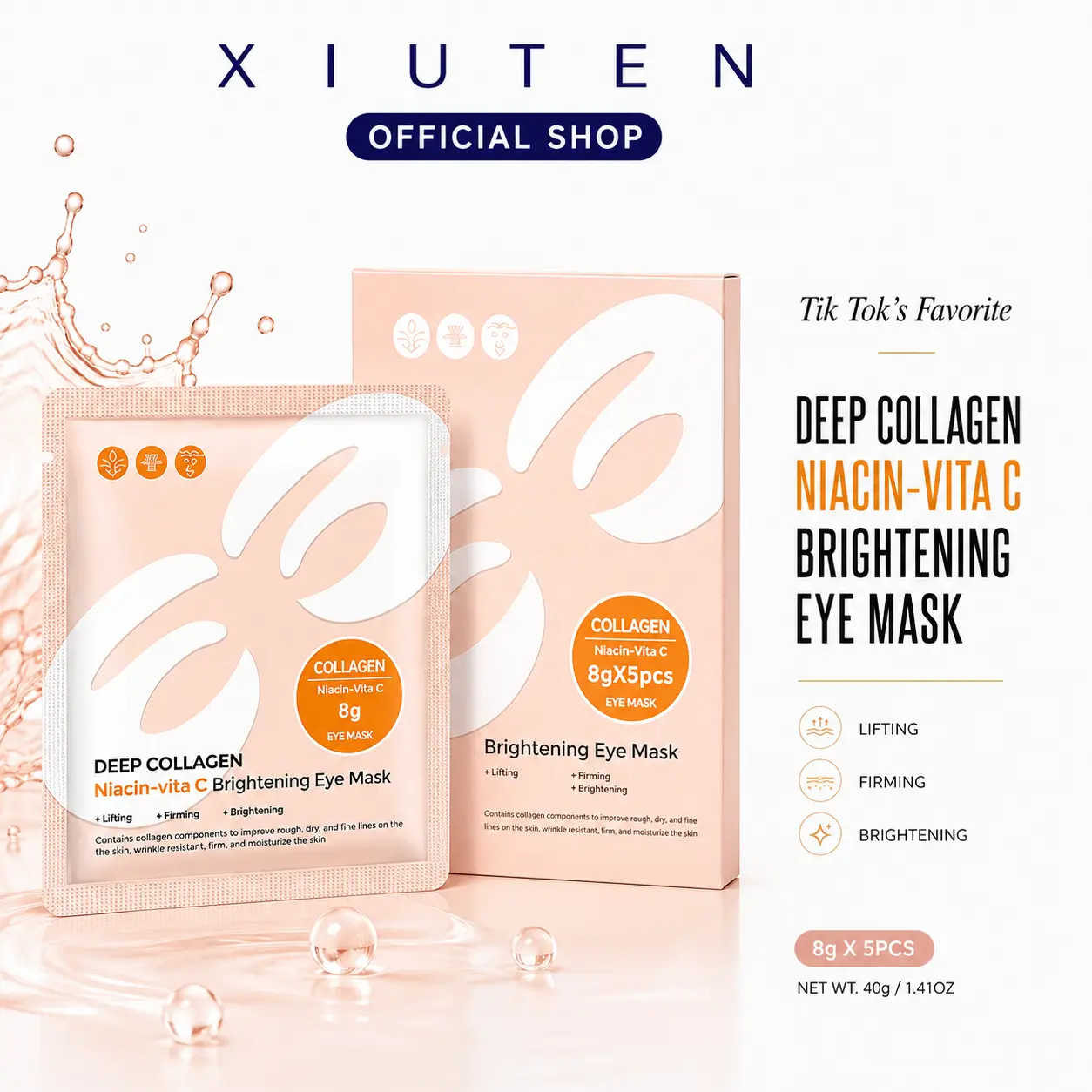 K-Beauty Collagen Concentrated Eye Patches - 5 Pairs Unscented Adhesive Patch Eye Treatments, Intensive Smoothing, Dark Circles Treatment, Deep Hydration, Fine Line Targeted Undereye Mask for Flakes, All Skin Types