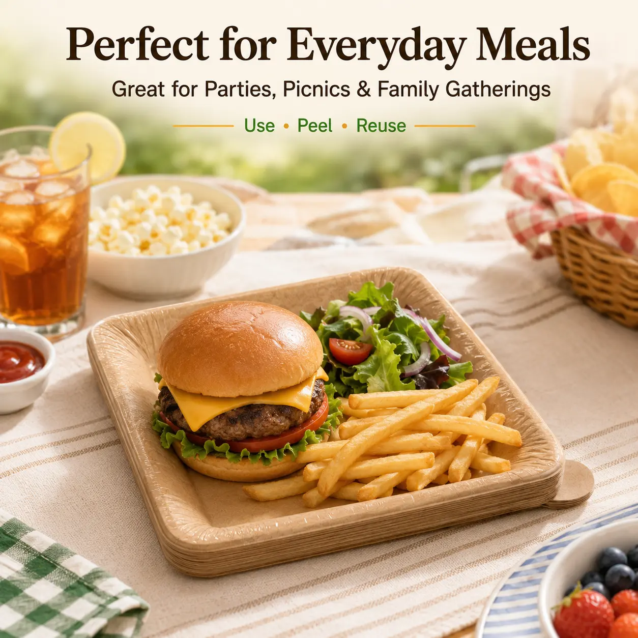 Multi-Layer Tear-Off Paper Plates, Peel-Away Disposable Dinner Plates with Easy-Peel Layers, Space-Saving Multi-Use Tableware for Home, Parties, Picnics, Camping, Travel and Outdoor Meals