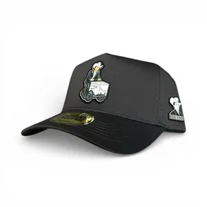 High-Quality Unisex "Chalino" Plaque-Style SnapBack Cap - Adjustable Trucker Hat with Buckle Detail, Black