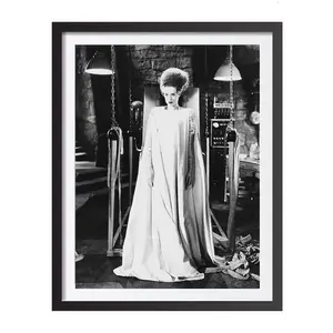 Bride of Frankenstein Print, Horror Movie Poster, Black and White, Halloween Wall Art, Vintage Poster Decor Glossy Photo Ornaments