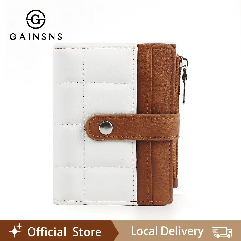 GAINSNS Women's Fashionable Short Compact Durable Wallet, Gifts for Girlfriend, Casual Versatile Card Holder with ld Window, Trendy All-match PU Short