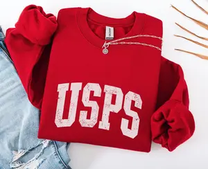 [SALE UP TO 50% + FREE SHIP] - USPS Christian inspired with Cross on sleeve, Postal Worker Sweatshirt, Distressed Sweatshirt, Mail lady gift, Unisex Crewneck, Cozy Unisex Sweatshirt