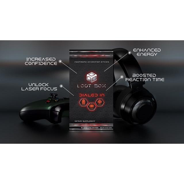 LOOT BOX Dialed In Nootropic Hydration Sticks for Gamers & High Performers - Enhanced Energy, Focus, & Reaction Time - 30 Count