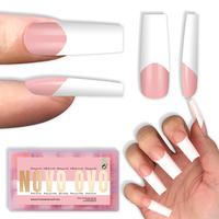 Square Long Wide White French Tip Baby Pink