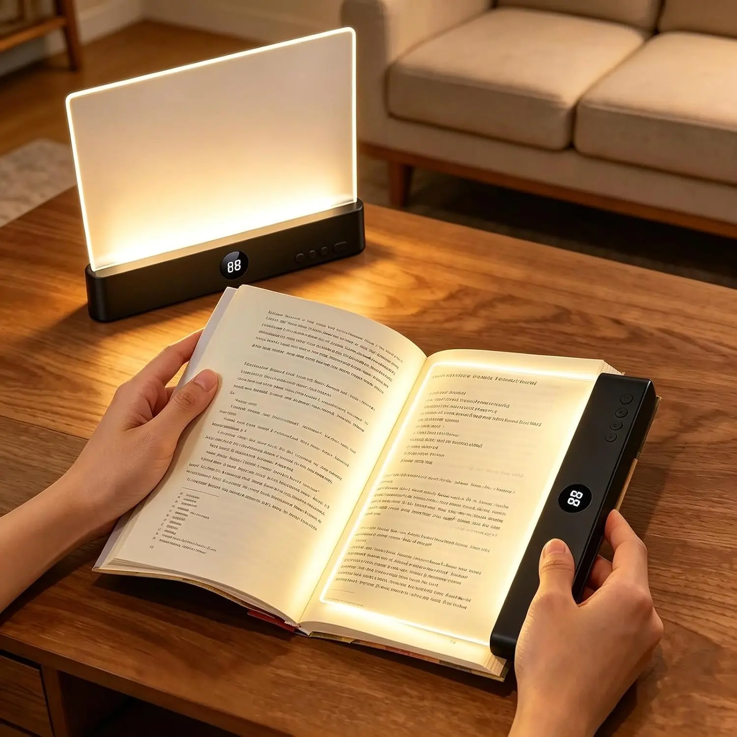 LED Book Light & Night Light 2 in 1,Dimmable Flat Reading Light 3 Color Temperatures & Stepless Dimming, USB Rechargeable Full Page Light with Timer for Night Reading in Bed
