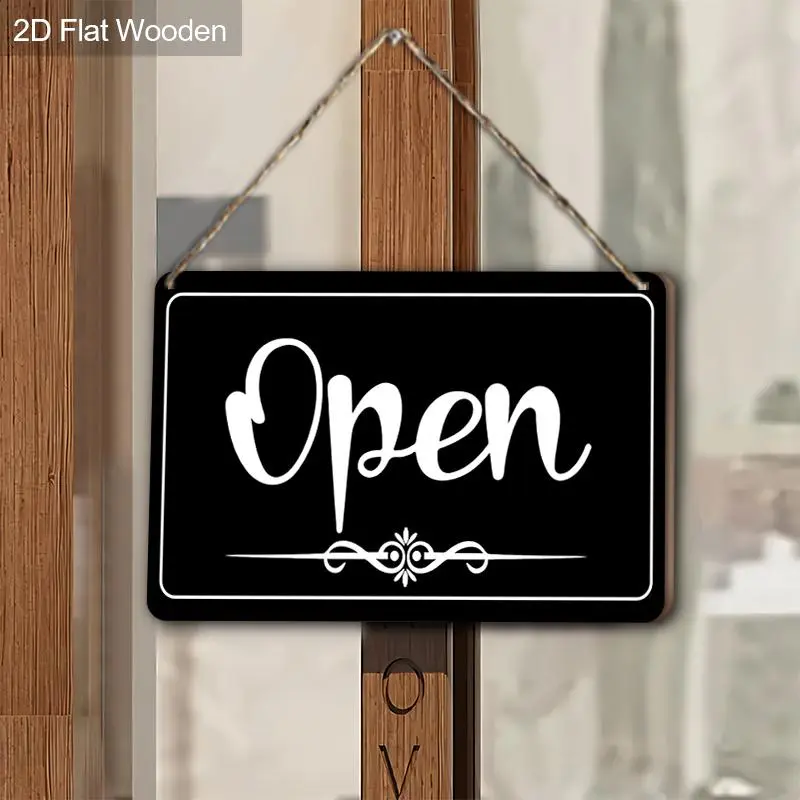 Wooden Hanging Sign, Open Closed Sign with Hanging Rope, Hanging Decor for Home, Restaurant, Flower Shop, and Bakery