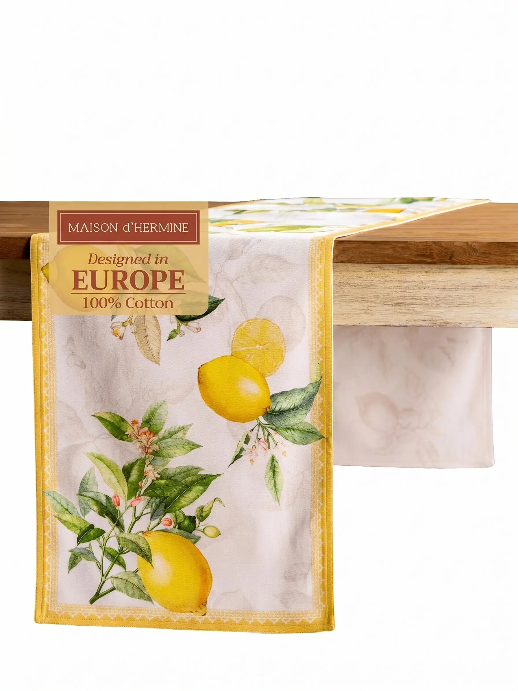 Maison d' Hermine 100% Cotton Table Runner - Durable, Decorative, Ornate, Festive Fabric Runners for Home Kitchen Dining, Easter Party Decor + Linen Cloth Napkins, Durable Fabric Runners, Decorative Fabric Runners
