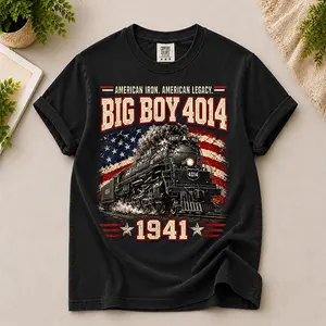 [Comfort Colors Shirt][Made In USA] Big Boy 4014 Shirt, Union Pacific Train Tee, American Railroad T-Shirt, Train Lover Gift Tee, Patriotic Railroad Shirt, Railfan Shirt, Big Boy Train Tee, 1941 Locomotive Tee, Soft Cotton Casual Shirt For Men And Women