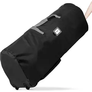 Rolling Tree Storage Bag - For 9-Foot Artificial Christmas Holiday Tree. Zippered Bag, Carry Handles and Wheels for Easy Transport. Protects Against Dust, , and . (BLACK)