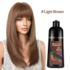 Light Brown 5-in-1 Hair Dye Shampoo for Gray Hair, Instant Hair Color Shampoo for Women & Men, 100% Gray Coverage, Ammonia-Free Herbal Formula, Long-Lasting Natural Color, Easy Home Use, 500ml