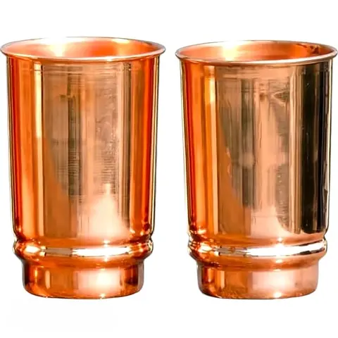Pure Copper Tumblers Set of 2, UNLINED, UNCOATED and LACQUER Free | 350 Ml. (11.8 US Fl Oz) Cups for Ayurveda Health Benefits Mug Drinkware Stylish