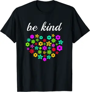 Be Kind Colorful Heart Shape Flower Kindness Awareness T-Shirt - Loislefors Shop 69B0B57M6WYV