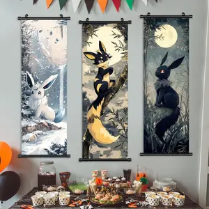 Cartoon Animal & Moon Pattern Wall Art, 3 Counts/set Modern Canvas Hanging Poster, Wall Decor for Home Living Room Bedroom