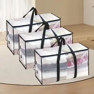 Large Capacity 180GSM Thick PE Transparent Moving Tote Bags-Memorial Day