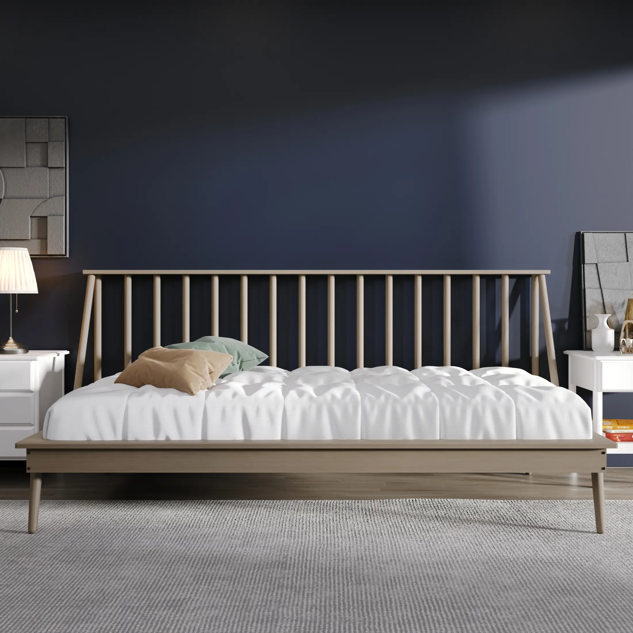 Vintage Twin Daybed with High Back Spindle Design