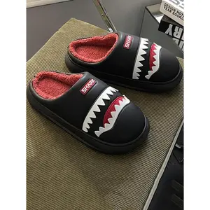 Women's Cute Cartoon Shark Design Plush Slippers, Casual Soft Comfortable Home Slippers, Warm Slippers for Indoor & Outdoor Use for Winter