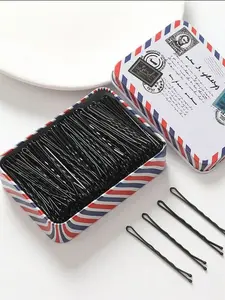 100pcs/box Women's Hair Clip Basic Wave Styling, Classic T-Shape Design, Daily Use Claw Clips, School Stuff, Hijab Hair Clip