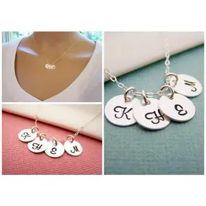 Tiny Initial Necklace - Hand Stamped Sterling Silver Initial Necklace