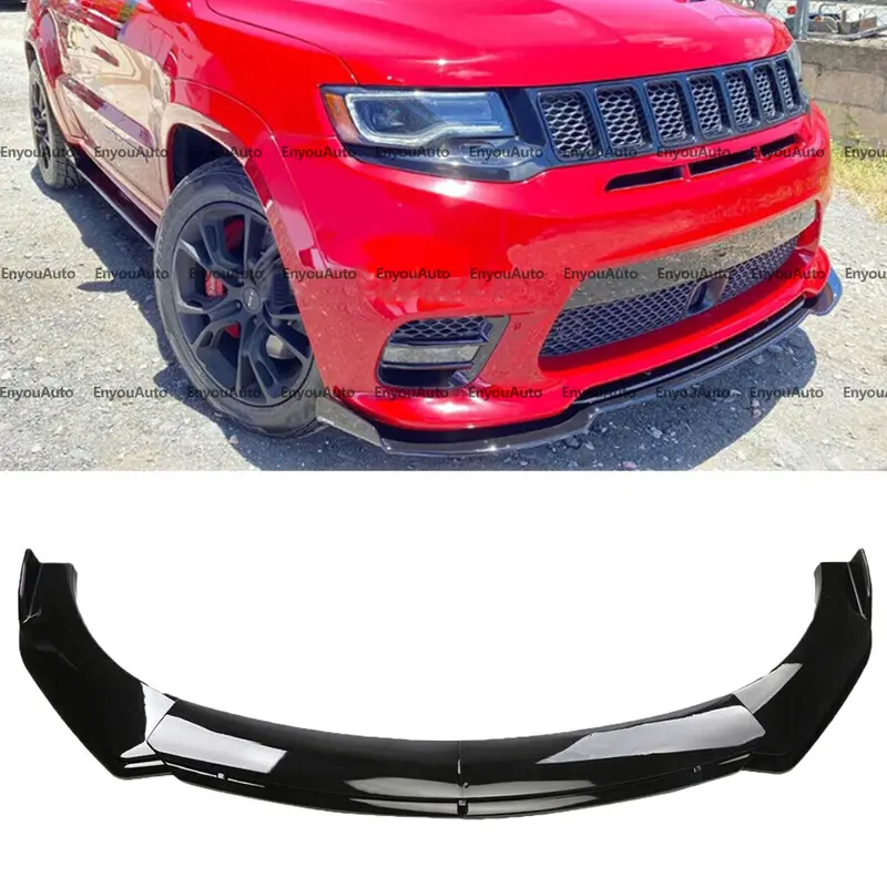 Glossy Black Plastic Front Bumper Lip Spoiler Splitter - Durable Vehicle Front Spoiler Chin Diffuser, Automotive Car Exterior Accessory for JEEP Grand Cherokee