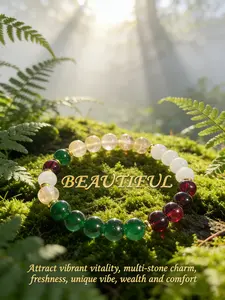 Romantic Fortune Watermelon Crystal Garnet Beaded Bracelet, Attracts Vital Energy, Unique Spiritual Comfort, Versatile Jewelry