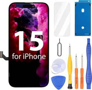 for iPhone 15 Screen Replacement, 6.1 inch FHD LCD Display and Touch Digitizer Screen, Face ID Remains, True Tone Programmable(for A2846, A3089, A3090, A3092)