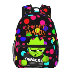 Sprunki backpack with large capacity — Sprunki laptop backpack for daily commuting, business, and hiking; cartoon casual Spruni merchandise travel daypack and school bag for kids, women, men, and gift giving.