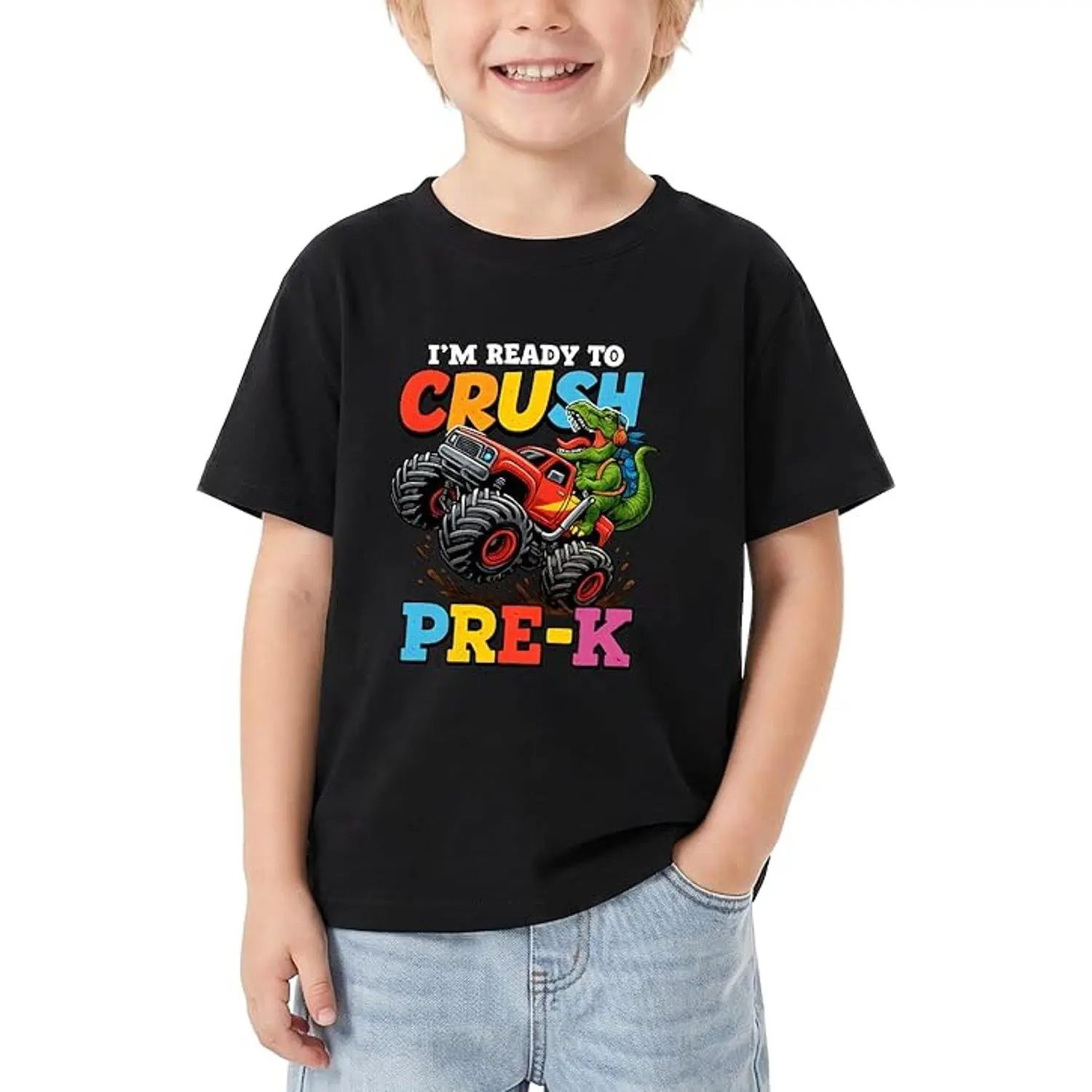 First Day of Pre-K Shirt Back to School T-Shirt Toddler Kindergarten Outfit Funny Graphic Tee Cotton