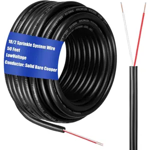 Solid Sprinkler System Wire 18 Gauge Irrigation Wire with  PVC Jacket Sprinkler  for Underground Irrigation Field Central Control System 30v Ul Listed(18/2, 50 Ft)