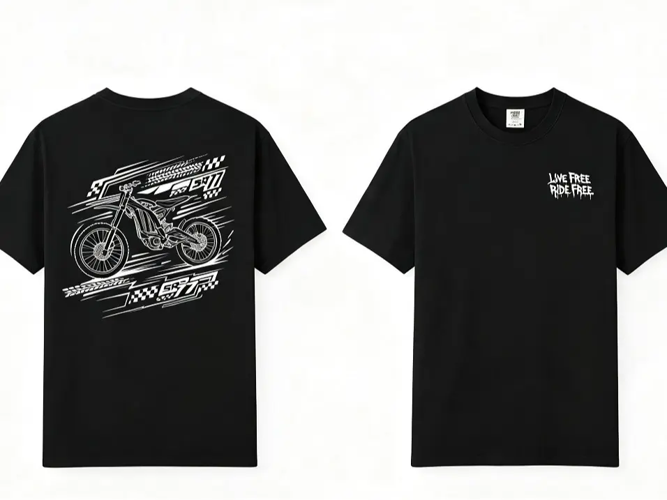 Live Free Ride Free Dirt Bike Graphic T Shirt, Vintage Motocross Back Print Short Sleeve Cotton Tee For Biker