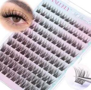 Self Adhesive Eyelashes Natural Self Adhesive Lash Clusters Pre glued Eyelash Clusters zanlufly No Glue Needed Lashes Wispy C-curly Cluster Eyelash extensions 10-16MM Individual Lashes