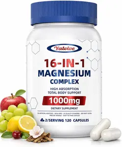 1000mg Magnesium Complex Supplement for Women and Men 16 in 1 High Absorption Formula with Glycinate Citrate Malate Taurate for Sleep Support Nerve Heart Bone Muscle Relaxation and Energy Non-GMO Gluten Free 120 Capsules