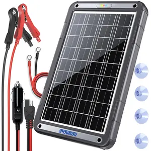 POWOXI Upgraded MPPT 15W Solar Car Battery Charger&Maintainer Solar Trickle Charger for Car Battery12v Portable Waterproof Built-in MPPT Charging Controller for 12 Volt Car RV Trailer Marine Boat Automotive