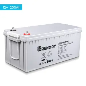 Renogy Deep Cycle AGM Battery 12 Volt 200Ah, 3% Self-Discharge Rate, 2000A Max Discharge Current, Safe Charge Most Home Appliances for RV, Camping, Cabin, Marine and Off-Grid System, Maintenance-Free