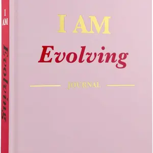 "I AM Evolving" Journal - Personal Evolution Reflection Notebook with Pink Cover and Gold Text Design